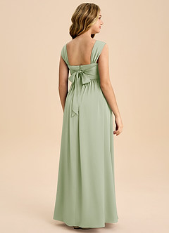 Azazie Hattie Junior Dusty Sage A-Line Pleated Stretch Satin Dress image7