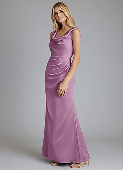 Azazie Tallie Bridesmaid Dresses Wisteria Mermaid Pleated Stretch Satin Dress image2