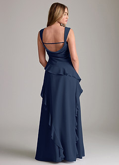 Azazie Sloane Vestidos de damas de honor Vestido de Azul Marino Oscuro de Gasa de Corte en A con Escote de Corazón image2