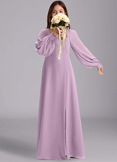 Azazie Bondi Junior Vestido de Glicinia de Gasa de Corte en A con Blusón image1