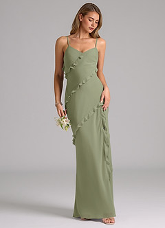 Azazie Nancie Bridesmaid Dresses Pistachio Mermaid Ruched Chiffon Dress image5