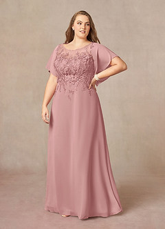 Azazie Faviola Final Sale Dusty Rose A-Line Boatneck sequins Chiffon Dress image9