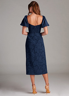 Evalina Navy Puff Sleeves Midi Dress image7