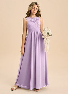 Azazie Skyla Junior Linia A Pofałdowany Szyfon Długość podłogi Młodsza druhna Sukienka image6