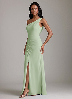 Azazie Madelyn Bridesmaid Dresses Dusty Sage Mermaid One Shoulder Chiffon Convertible Dress image6