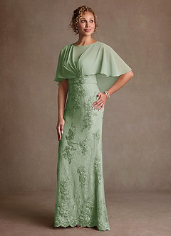 Azazie Amrita Mother of the Bride Dresses Dusty Sage Mermaid Lace Chiffon Dress image1