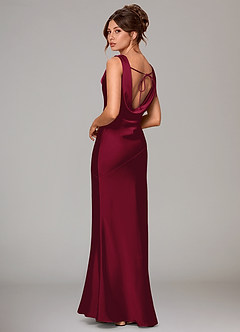 Azazie Rylina Bridesmaid Dresses Burgundy Mermaid Stretch Satin Dress image4