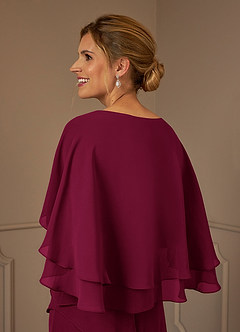 Azazie OHara Mère de la mariée Robes Robe Trapèze en Mousseline de soie Col V Bourgogne image12