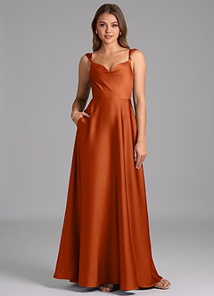 Azazie Beatrice 신부 들러리 드레스 A라인 스윗하트 네크라인 스트레치 새틴 바닥 길이 드레스 image1