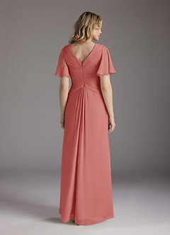 Azazie Morning Glory Mother of the Bride Dresses Antique Rose A-Line V-Neck Ruched Chiffon Dress image2