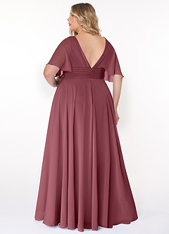 Azazie Pamela Bridesmaid Dresses Desert Rose A-Line V-Neck Pleated Chiffon Dress image7