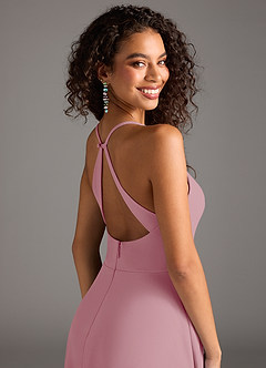 Azazie Davis Final Sale Vintage Mauve A-Line Pleated Stretch Crepe Dress image8