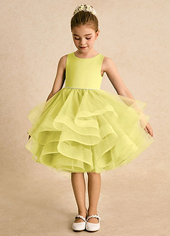 Azazie Tinie Abiti da Ragazza di Fiori Abito Principessa in Tulle Fiocco Canarino image5