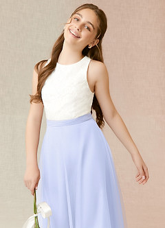 Azazie Albertine Junior Lavender A-Line Lace Chiffon Dress image5