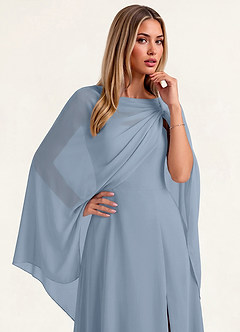 front Azazie Passender langer, fließender Chiffon-Umhang