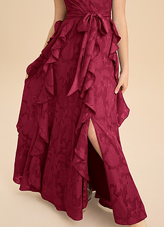 Azazie Peyton Junior Linie A Plisat Floral Burnout Lungime până la podea Domnișoară de onoare junioră Rochie image8