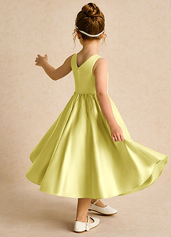 Azazie Hermia Flower Girl Dresses Lemon Sorbet A-Line Sleeveless Matte Satin Dress image5