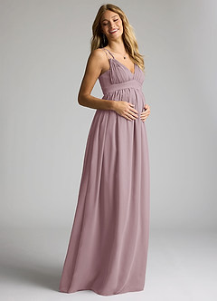 Azazie Emree Maternity Bridesmaid Dresses A-Line Chiffon Floor-Length Dress image2