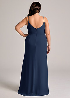Azazie Deandra Bridesmaid Dresses Dark Navy Mermaid Pleated Chiffon Dress image8