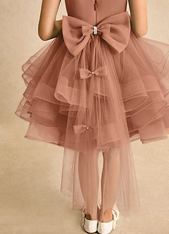 Azazie Tinie Blumenmädchenkleider Ballkleid Schleifen Tüll Kleid Bronzer image7