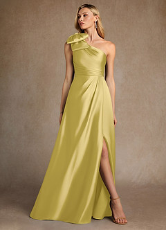 Azazie Easton Kleider für die Brautmutter A-Linie One-Shoulder Stretch-Satin Kleid Kanarienvogel image4