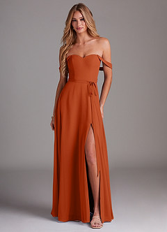 Azazie Aaron Final Sale Burnt Orange A-Line Off the Shoulder Chiffon Convertible Dress image1
