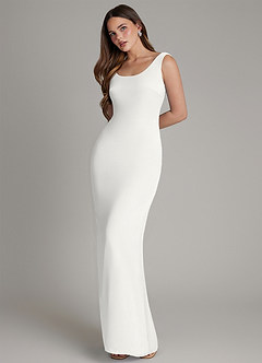 Azazie Hadley Bridesmaid Dresses White Mermaid Pleated Chiffon Dress image3
