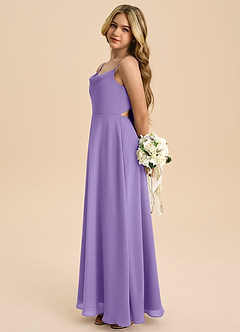 Azazie Shale Junior Tahiti A-Line Bow Chiffon Dress image2