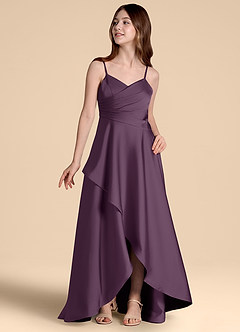 Azazie Prisha Junior Klä av A-Line i Stretch Satin Plisserad image4