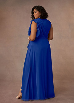 Azazie Narine Mother of the Bride Dresses Royal Blue A-Line High Neckline Pleated Chiffon Dress image17