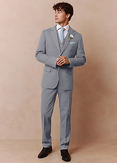 front Savile Gris Traje de tres piezas de mezcla de lana