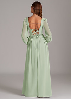 Azazie Hattie Bridesmaid Dresses Dusty Sage A-Line Corset Chiffon Dress image6