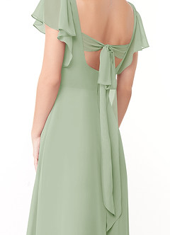 Azazie Syenna Robes de demoiselle d'honneur Robe Trapèze en Mousseline de soie Rayé Vert Sauge image3
