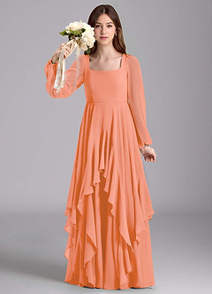 Azazie Clara Junior Sunset A-Line Blouson Chiffon Dress image3