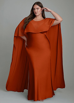 Azazie Stefania Brautjungfernkleider A-Linie Stretch-Satin Kleid Paprika image7