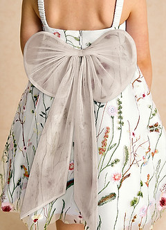 Azazie Peppa Blumenmädchenkleider A-Linie Herzausschnitt Tüll Kleid Elfenbein Frost image6