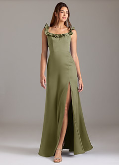 Azazie Callie Bridesmaid Dresses Pistachio A-Line Ruched Stretch Satin Convertible Dress image3