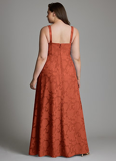 Azazie Debra Bridesmaid Dresses Auburn A-Line with Pockets Floral Burnout Dress image12