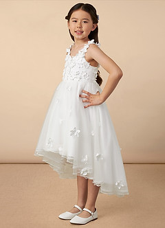 Azazie Ceres Flower Girl Dresses Ivory Ball-Gown Lace Tulle Dress image2