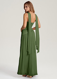 Azazie Tierney Bridesmaid Dresses Olive A-Line Strapless Chiffon Convertible Dress image4