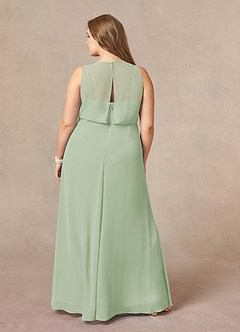 Azazie Marchioness Mother of the Bride Dresses Dusty Sage A-Line Scoop Pleated Chiffon Dress image8