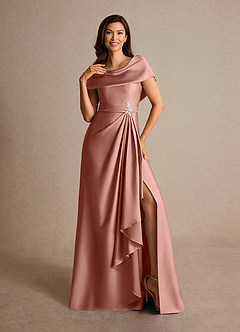 Azazie Branford vestidos de madre de la novia Vestido de Rosetón de Satén Elástico de Corte En A con Plisado image6