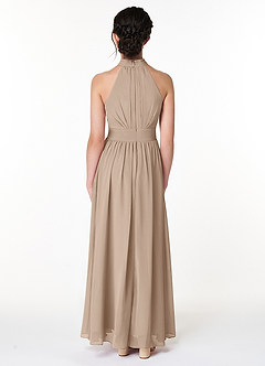 Azazie Iman Junior A-Linie Plissee Chiffon Kleid Taupe image2