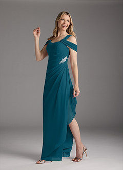 Azazie Weitzman Mother of the Bride Dresses Ink Blue Sheath Sequins Mesh Dress image1