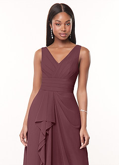 Azazie Julianna Bridesmaid Dresses Sangria A-Line Chiffon Dress image5