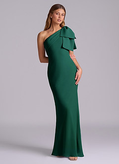 Azazie Yuanna Bridesmaid Dresses Emerald Mermaid One Shoulder Chiffon Dress image3