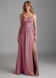 Azazie Chanel Bridesmaid Dresses Vintage Mauve A-Line Pleated Stretch Satin Dress image5