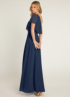 Azazie Lizzy Bridesmaid Dresses Dark Navy A-Line One Shoulder Chiffon Dress image6
