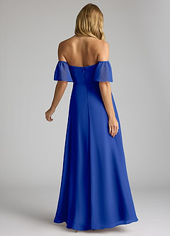 Azazie Sue Bridesmaid Dresses Royal Blue A-Line Off the Shoulder Chiffon Convertible Dress image4