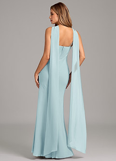 Azazie Kinsley Bridesmaid Dresses Sea Glass Mermaid Pleated Chiffon Dress image2